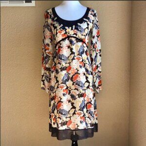 Theory silk floral midi dress w/embroidery size 6